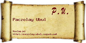 Paczolay Ubul névjegykártya